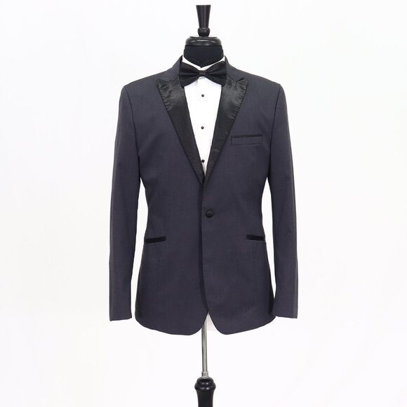 H&M 40R Gray Solid 1-Button Tuxedo Jacket T302 - Picture 1 of 11
